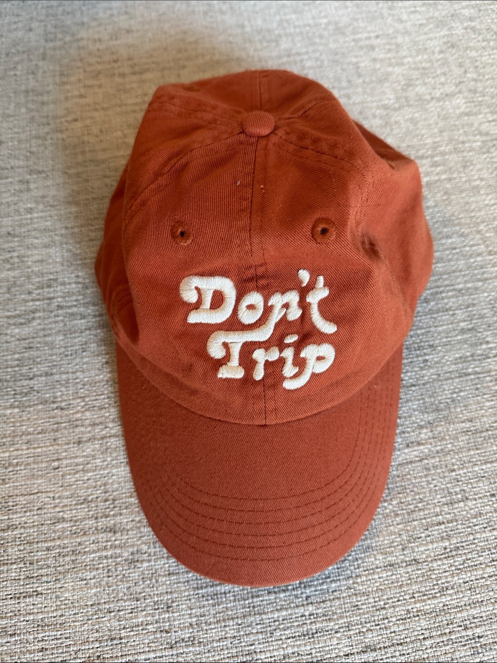 Don’t Trip Rust Orange Embroidered Dad Hat Retro Outdoorsy Baseball Cap